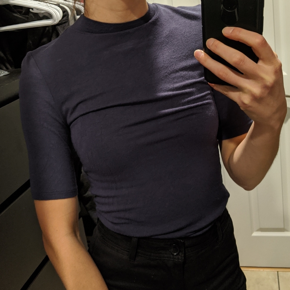 Garage mock neck blue/grey T-shirt